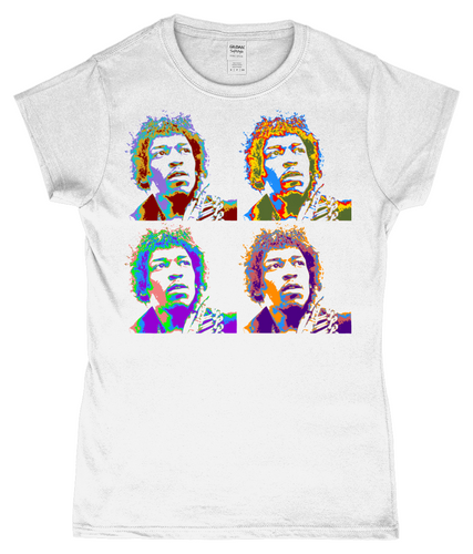 Jimi Hendrix, Warhol Large, T-Shirt, Women's