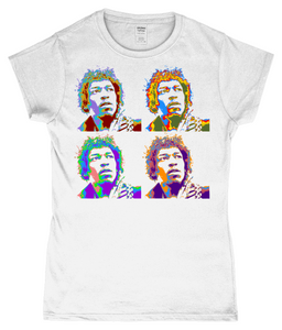 Jimi Hendrix, Warhol Large, T-Shirt, Women's